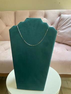 10K Solid Tricolor Gold Mirror Link Necklace 16” 2mm Yellow White Rose Gold